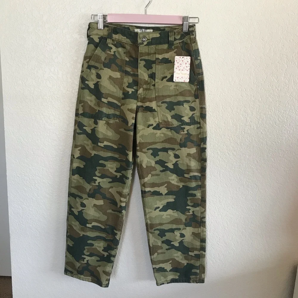 Free People We the Free Camo Crop High Waist Jeans